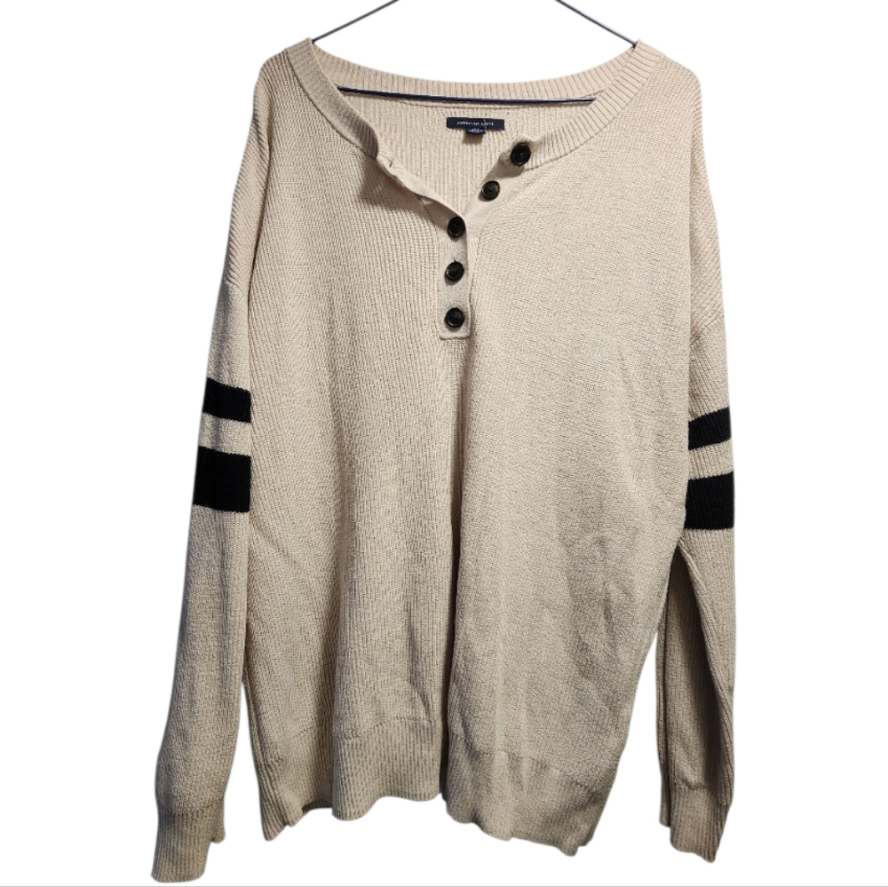 American Eagle Outfitters Cream Sweater with Black Accents